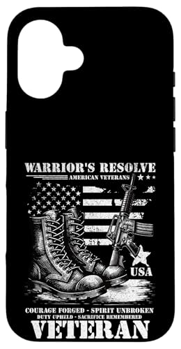 Retro Duty Upheld Sacrifice erinnerte an den Tag der Militärveteranen Hülle für iPhone 16 von Military Pride Apparel.USA