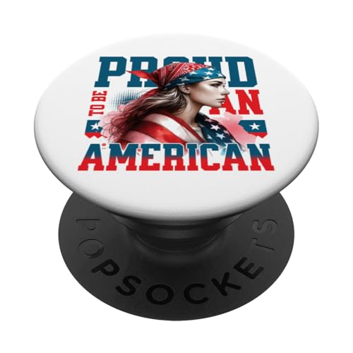 Retro-USA-Flagge, starke Frau, patriotisch, stolz darauf, Amerikaner zu sein PopSockets Klebender PopGrip Retro-USA-Flagge, starke Frau, patriotisch, stolz darauf, Amerikaner zu sein PopSockets Klebender PopGrip von Military Pride Apparel.USA