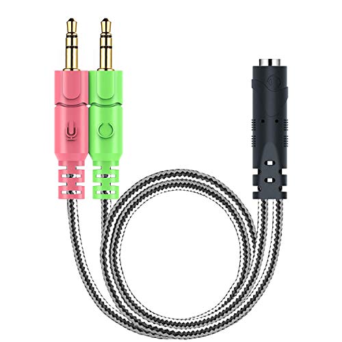 MillSO 3,5mm Klinke Adapter - Y Splitter Audio Kabel mit Separater Mikrofon und Kopfhörer Stecker für PC, PS4 Gaming Headset - 20CM Schwarz von MillSO