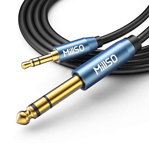 MillSO 3,5mm auf 6,35mm Aux Audio Kabel 6.35 Stecker zu 3.5 TRS Stecker Stereo Auxiliary Klinke Instrumentenkabel für Bassverstärker, Gitarre, Klavier, Kopfhörer, Lautsprecher und HiFi Anlage - 2.4M von MillSO