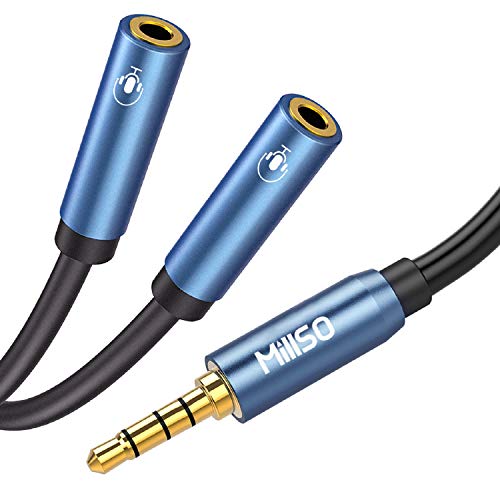 MillSO 3.5mm 4 poliger Y Adapter 1 Meter - TRRS Stecker auf 2 TRRS Buchse (CTIA Standard) Kopfhörer Verteiler Headset Splitter für Handy, Laptop, Xbox One, PS4, PC und MP3 Player von MillSO