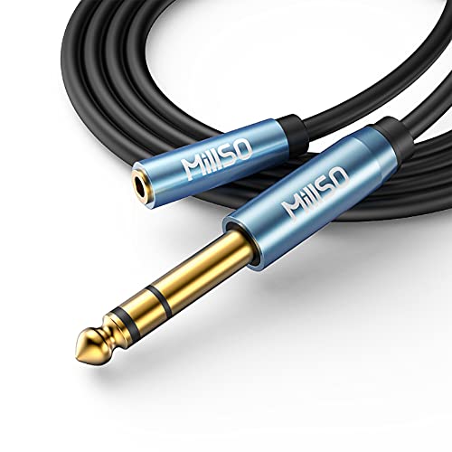 MillSO 6.35 auf 3.5 Stereo Adapter 3m, 6.35mm Klinkenstecker auf 3.5mm TRS Buchse Aux Audio Adapterkabel mit Vergoldete Kontakte & Aluminiumgehäuse für Kopfhörer, Lautsprecher und Heimkino Geräte von MillSO