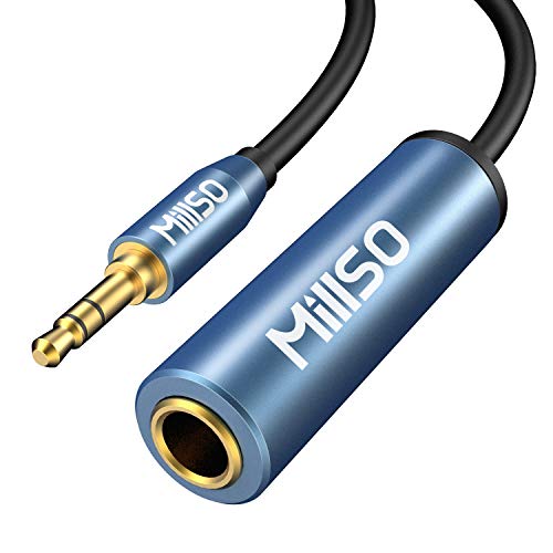 MillSO Klinke Adapter 3,5mm Klinkenstecker auf 6,35mm Klinken Buchse TRS 1/4 zu 1/8 Stereo Audio Aux Adapter Kabel mit 24K Vergoldete Kontakte für Kopfhörer, Lautsprecher und Klavier - 30cm von MillSO