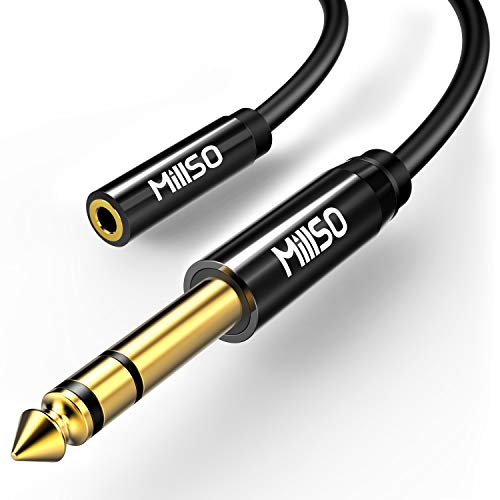 MillSO Stereo Audio Klinken Adapter Kabel 6.35 auf 3.5 Klinkenstecker Adapter 6.35mm Klinkenstecker zu 3.5mm Klinken Buchse Instrumentenkabel für Gitarre, Klavier, Bassverstärker, Mixer, 0,3m von MillSO