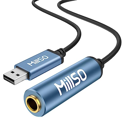 MillSO USB auf 6.35mm Klinke Adapter USB A Stecker auf 6,35 mm Buchse TRS Headset Adapter Stereo 6.35mm auf USB Externe Soundkarte für Laptop, PC, Verstärker, Lautsprecher, 6,35 mm Kopfhörer von MillSO