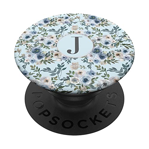 Hellblaue Rosen Blumen Blau Blumenmuster Buchstabe J PopSockets mit austauschbarem PopGrip Hellblaue Rosen Blumen Blau Blumenmuster Buchstabe J PopSockets mit austauschbarem PopGrip von MillennialArt Designs