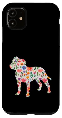 Staffordshire Bullterrier Aquarell-Blumen-Design Hülle für iPhone 11 Staffordshire Bullterrier Aquarell-Blumen-Design Hülle für iPhone 11 von Miller Sye