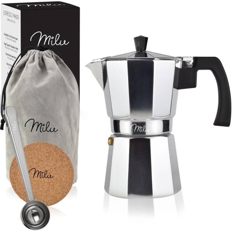 Milu 2 Tassen Espressokocher silber/schwarz von Milu