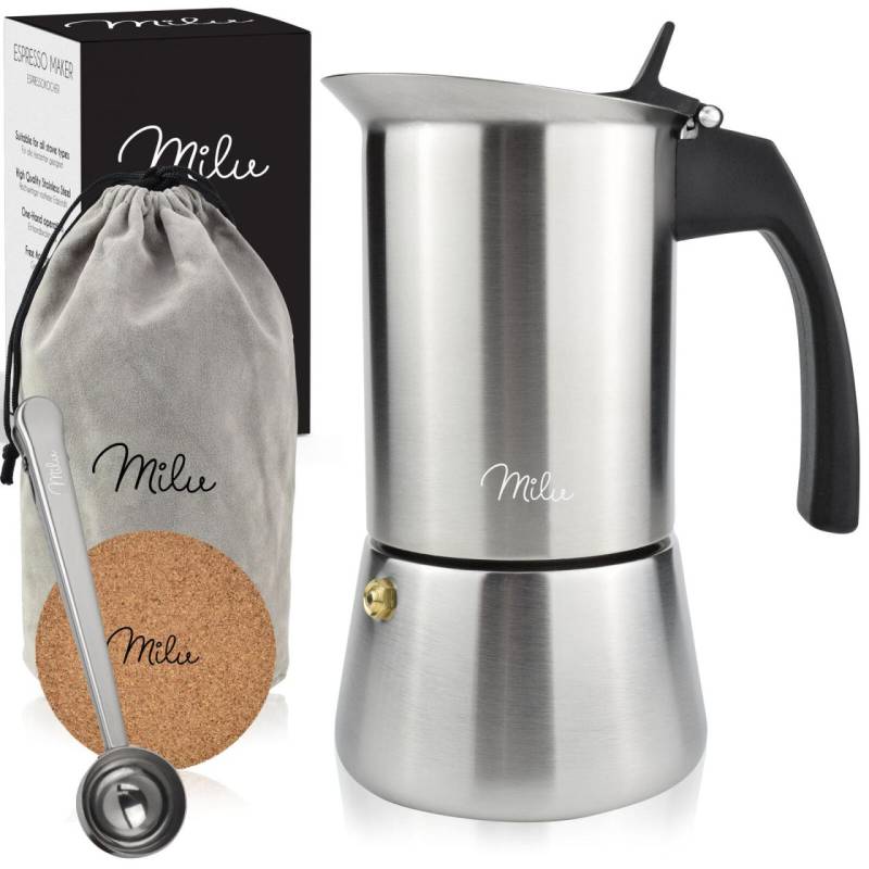 Milu 4 Tassen Espressokocher silber/schwarz von Milu