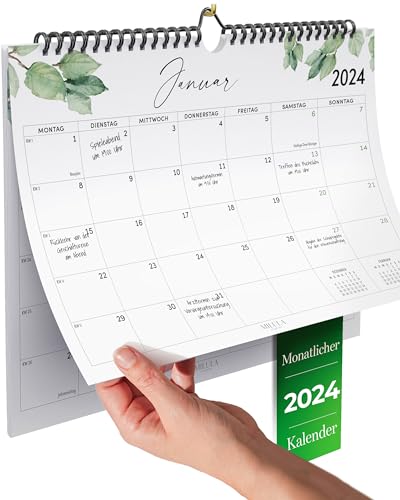 Wandkalender 2024 - Kalender 2024 im A4 Querformat - Familienplaner 2024 - Großer Monatskalender 2024 - Familienkalender 2024 mit Jahreskalender Planung - Paarkalender 2024 von Milula Studios