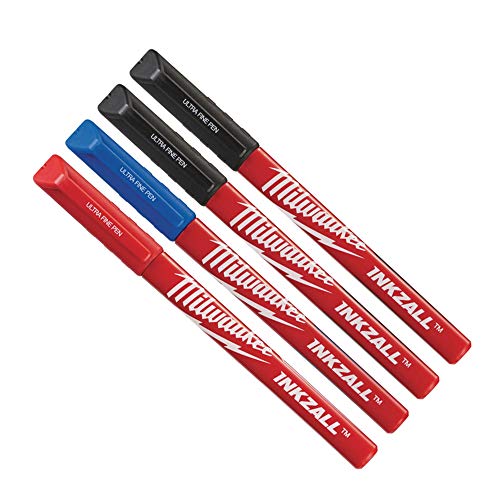 INKZALL™ Stift mit ultrafeiner Spitze, farblich sortiert, 4 Stück, Rot von Milwaukee