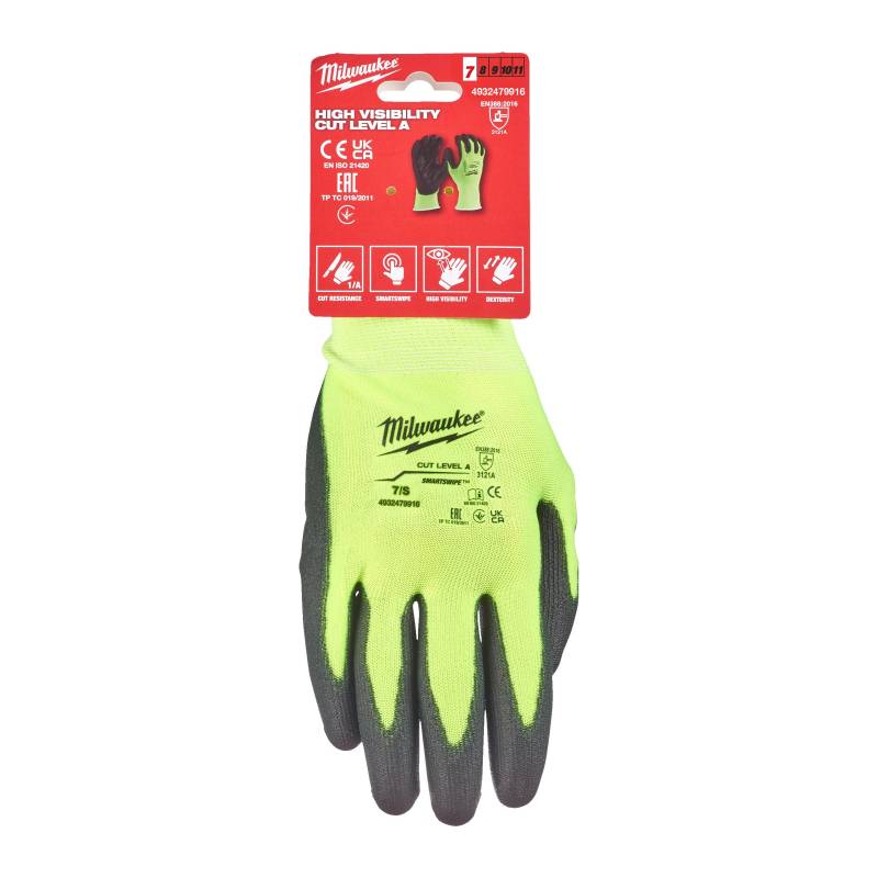 Milwaukee Hi-Vis Cut A Handschuhe - 7/S - 1 Paar von Milwaukee