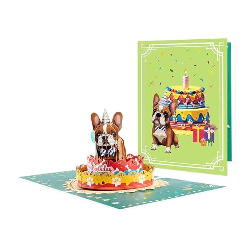 Mimoqk 3D Birthday Card, Puppy Design, Faltbare Greeting Stationery, Cut Artwork Feature, Premium Envelope Inclusion, Blue Pattern Theme, Reward Surprise for Loved von Mimoqk