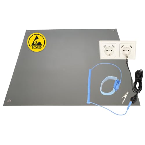 Minadax 120 x 30cm Antistatik ESD Computer Matte Tischmatte „Premiumqualität“ inkl. Manschette + 2,4m Verlängerung - ESD-Schutz von Minadax