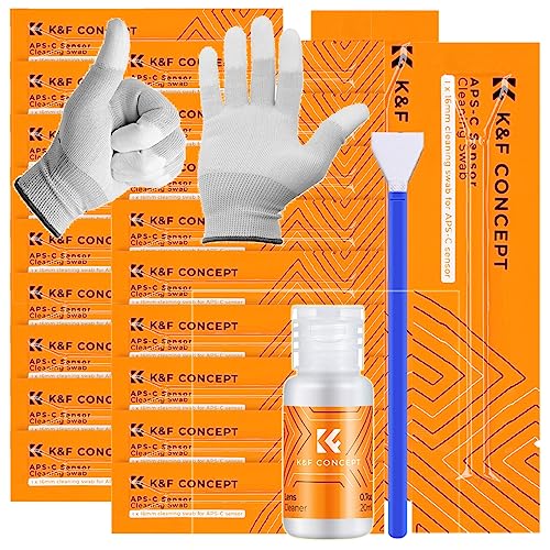 Minadax Sensor Reinigungs-Set APS-C 20x 16mm Swabs + Handschuhe + 20ml Sensor Reiniger KF von Minadax