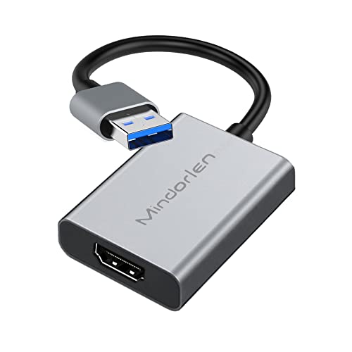 USB zu HDMI Adapter für Monitor Windows 11/10/8, HDMI USB 3.0 Konverter für Laptop, USB HDMI Kabel Adapter Mehrere Monitore für Desktop PC TV von Mindorlen
