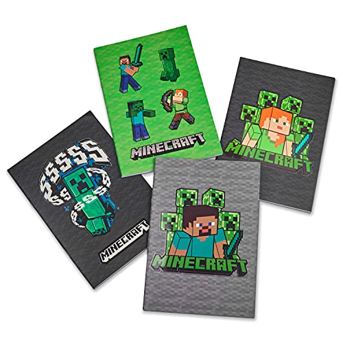 Minecraft Heft A5 Liniert Set, Notizheft 4er Pack, School Supplies, Geschenke Einschulung Junge von Minecraft