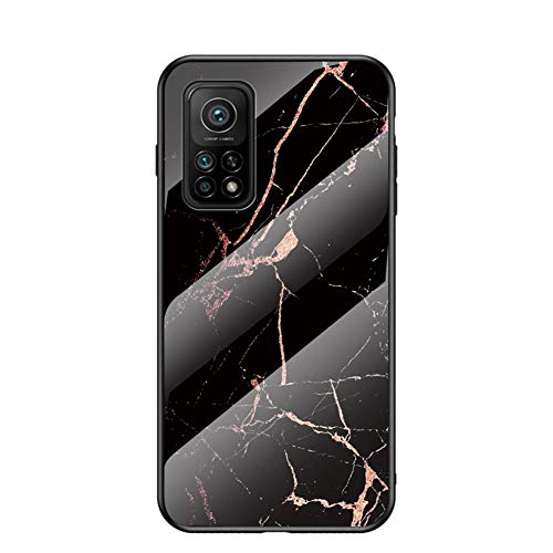 Hülle für Xiaomi Mi 10T 5G/Xiaomi Mi 10T Pro Hülle Marmor Gehärtetem Glas & Silikon Rand Hybrid Hardcase Stoßfest Kratzfest Handyhülle Dünn Case Handyhülle für Xiaomi Mi 10T Pro (Schwarzes Gold) von MingMing