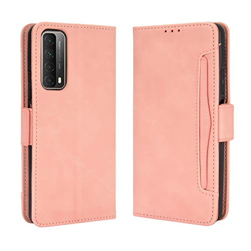 Lederhülle für Huawei Y7a/P smart 2021 Hülle, Flip Case Schutzhülle Handy mit Kartenfach Stand und Magnet Funktion als Brieftasche, Tasche Cover Etui Handyhülle für Huawei Y7a/P smart 2021, Rosa von MingMing