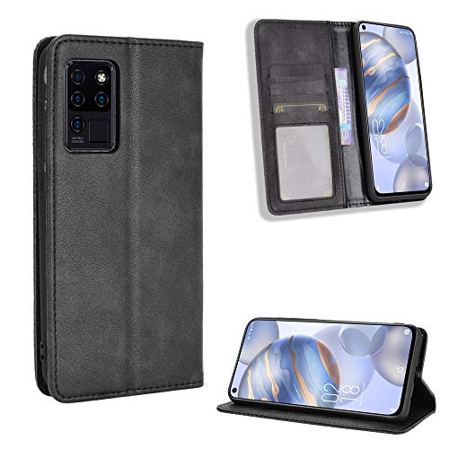 Lederhülle für Oukitel C21Pro/Oukitel C21 Hülle, Flip Case Schutzhülle Handy mit Kartenfach Stand und Magnet Funktion als Brieftasche, Tasche Cover Etui Handyhülle für Oukitel C21Pro, Schwarz von MingMing