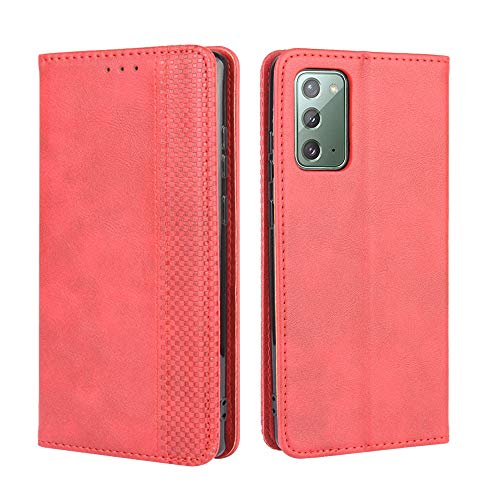 Lederhülle für Samsung Galaxy S20 FE 5G Hülle, Flip Case Schutzhülle Handy mit Kartenfach Stand und Magnet Funktion als Brieftasche, Tasche Cover Etui Handyhülle für Samsung Galaxy S20 FE 5G, Rot von MingMing