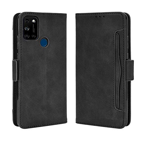 Lederhülle für Wiko View 5/Wiko 5 Plus Hülle, Flip Case Schutzhülle Handy mit Kartenfach Stand und Magnet Funktion als Brieftasche, Tasche Cover Etui Handyhülle für Wiko View 5/Wiko 5 Plus, Schwarz von MingMing