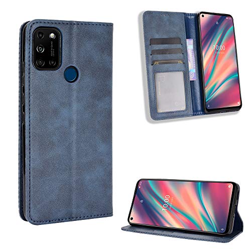 Lederhülle für Wiko View 5/Wiko 5 Plus Hülle, Flip Case Schutzhülle Handy mit Kartenfach Stand und Magnet Funktion als Brieftasche, Tasche Cover Etui Handyhülle für Wiko View 5/Wiko 5 Plus, Blau von MingMing