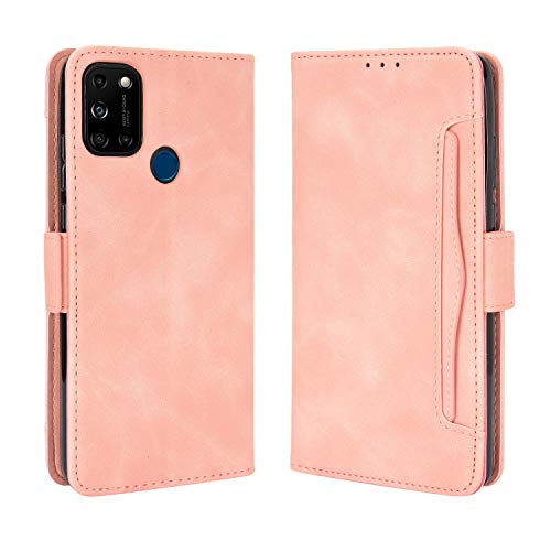 Lederhülle für Wiko View 5/Wiko 5 Plus Hülle, Flip Case Schutzhülle Handy mit Kartenfach Stand und Magnet Funktion als Brieftasche, Tasche Cover Etui Handyhülle für Wiko View 5/Wiko 5 Plus, Rosa von MingMing