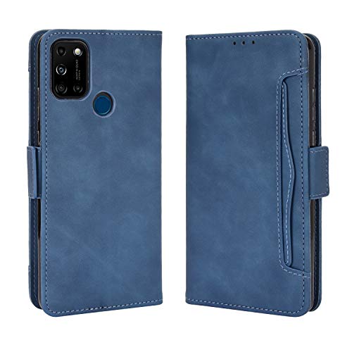 Lederhülle für Wiko View 5/Wiko 5 Plus Hülle, Flip Case Schutzhülle Handy mit Kartenfach Stand und Magnet Funktion als Brieftasche, Tasche Cover Etui Handyhülle für Wiko View 5/Wiko 5 Plus, Blau von MingMing