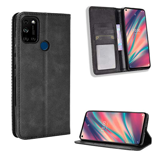 Lederhülle für Wiko View 5/Wiko 5 Plus Hülle, Flip Case Schutzhülle Handy mit Kartenfach Stand und Magnet Funktion als Brieftasche, Tasche Cover Etui Handyhülle für Wiko View 5/Wiko 5 Plus, Schwarz von MingMing