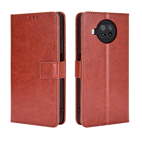 Lederhülle für Xiaomi Mi 10T Lite 5G Hülle, Flip Case Schutzhülle Handy mit Kartenfach Stand und Magnet Funktion als Brieftasche, Tasche Cover Etui Handyhülle für Xiaomi Mi 10T Lite 5G, Brown von MingMing