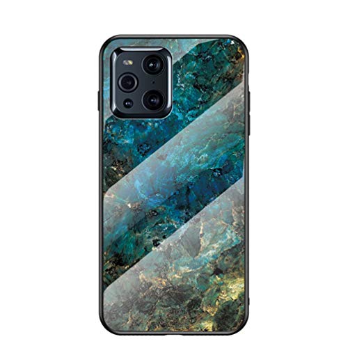 MingMing Hülle für Oppo Find X3 Pro Hülle Marmor Gehärtetem Glas & Silikon Rand Hybrid Hardcase Stoßfest Kratzfest Handyhülle Dünn Case Handyhülle für Oppo Find X3 Pro (Blau) von MingMing