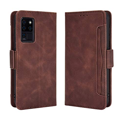 MingMing Lederhülle für Oukitel C21Pro/Oukitel C21 Hülle, Flip Case Schutzhülle Handy mit Kartenfach Stand und Magnet Funktion als Brieftasche, Tasche Cover Etui Handyhülle für Oukitel C21Pro, Brown von MingMing