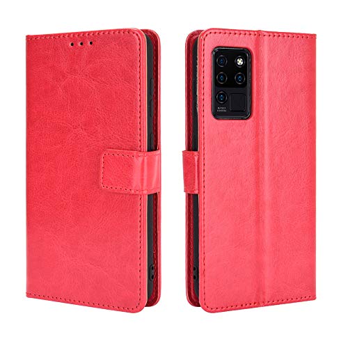 MingMing Lederhülle für Oukitel C21Pro/Oukitel C21 Hülle, Flip Case Schutzhülle Handy mit Kartenfach Stand und Magnet Funktion als Brieftasche, Tasche Cover Etui Handyhülle für Oukitel C21Pro, Rot von MingMing