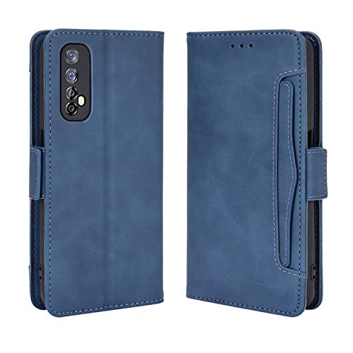 MingMing Lederhülle für Realme 7 Hülle, Flip Case Schutzhülle Handy mit Kartenfach Stand und Magnet Funktion als Brieftasche, Tasche Cover Etui Handyhülle für Realme 7, Blau von MingMing