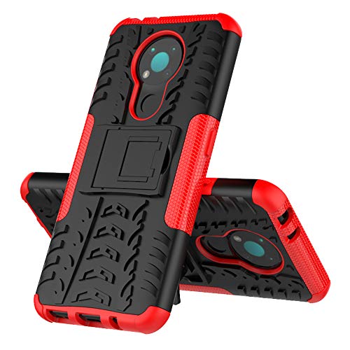 MingMing Rugged Armor Schutzhülle für Nokia 3.4 Hülle Handy Tasche Hybrid Case Schutz Handyhülle Panzer TPU Silikon Hard Cover Bumper für Nokia 3.4-Rot von MingMing