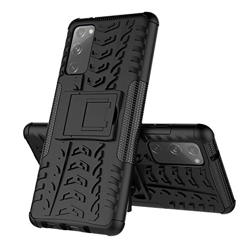 MingMing Rugged Armor Schutzhülle für Samsung Galaxy S20 FE 5G Hülle Handy Tasche Hybrid Case Schutz Handyhülle Panzer TPU Silikon Hard Cover Bumper für Samsung Galaxy S20 FE 5G-Schwarz von MingMing