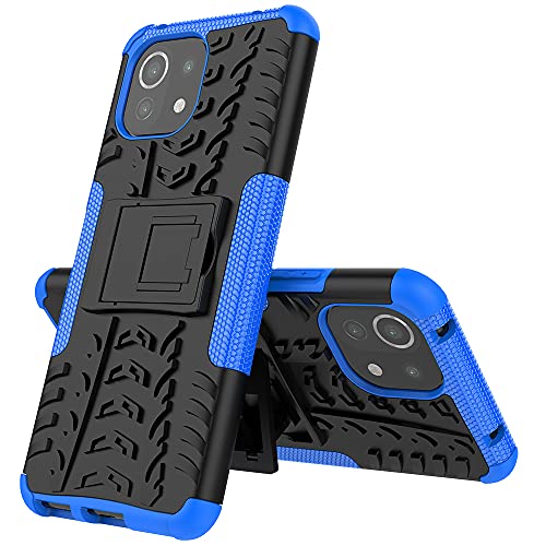 Rugged Armor Schutzhülle für Xiaomi Mi 11 Lite 5G Hülle Handy Tasche Hybrid Case Schutz Handyhülle Panzer TPU Silikon Hard Cover Bumper für Xiaomi Mi 11 Lite 5G-Blau von MingMing