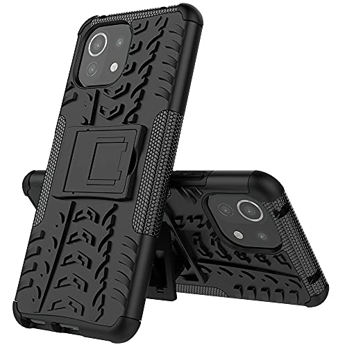 Rugged Armor Schutzhülle für Xiaomi Mi 11 Lite 5G Hülle Handy Tasche Hybrid Case Schutz Handyhülle Panzer TPU Silikon Hard Cover Bumper für Xiaomi Mi 11 Lite 5G-Schwarz von MingMing