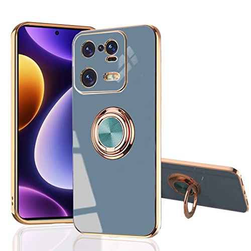 MingWei Hülle für XIAOMI 13 Pro 5G - Schmale Passform [Drehring Ständer] [Luxuriöse Gold Metall Farbe] Silikon Weiche TPU Abdeckung [Stoßfest] (XIAOMI 13 Pro, Grau) von MingWei