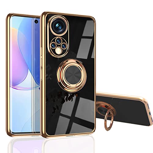 Vorzugsweise Hülle für Huawei Nova 9 / Honor 50 - [Drehring Ständer] [Luxuriöse Gold Metall Farbe] Silikon Weiche TPU Abdeckung [Stoßfest] (Noir) von MingWei