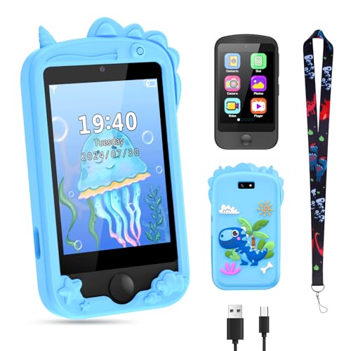 Mingfuxin Kinder Handy, Pretend Smartphone für Kinder Mädchen Jungen, 2,8 Zoll Touchscreen Telefon Uhr Kinder mit Dual-Kamera Musik Schrittzähler Wecker Kinderhandy für 3-12 Jahre Geschenke von Mingfuxin