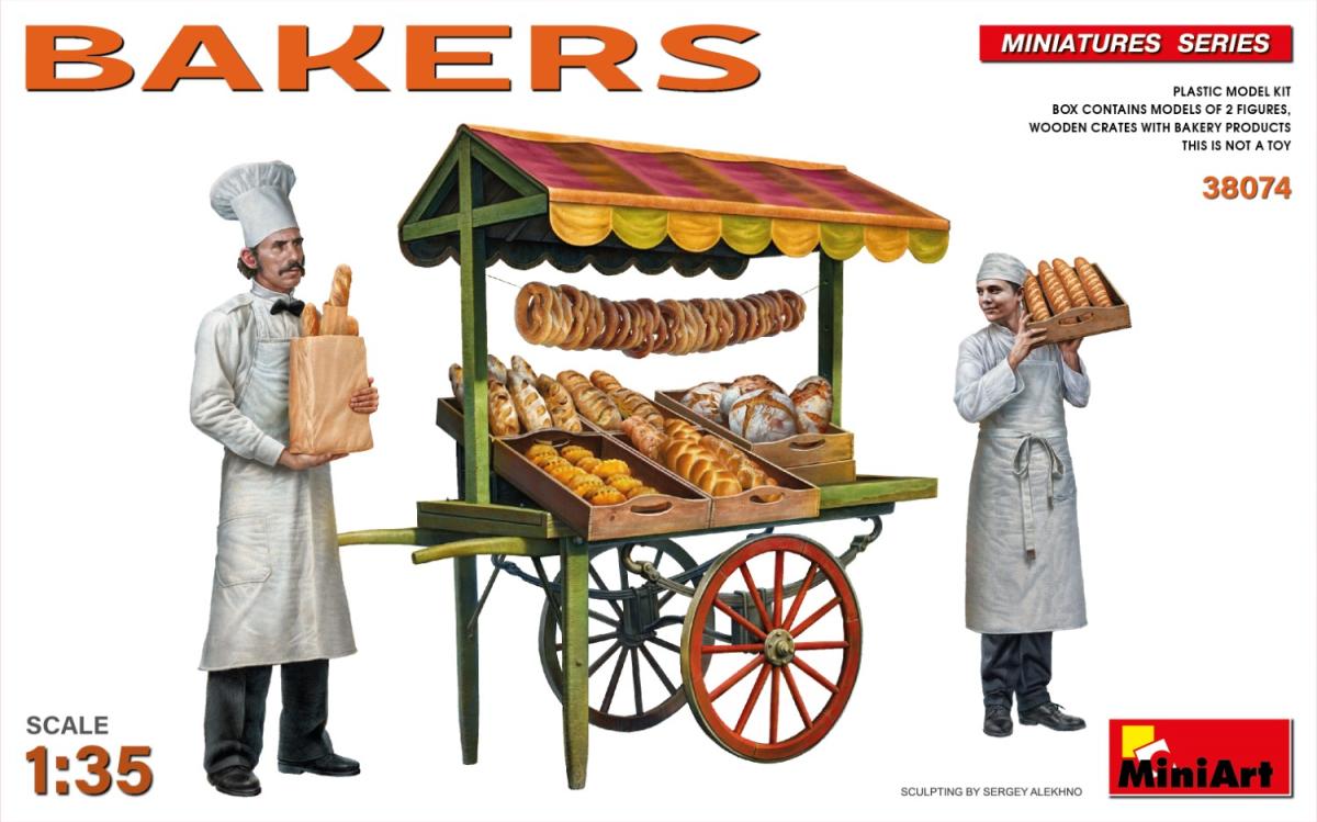 Bäcker mit Marktkarren (2 Figuren) von Mini Art