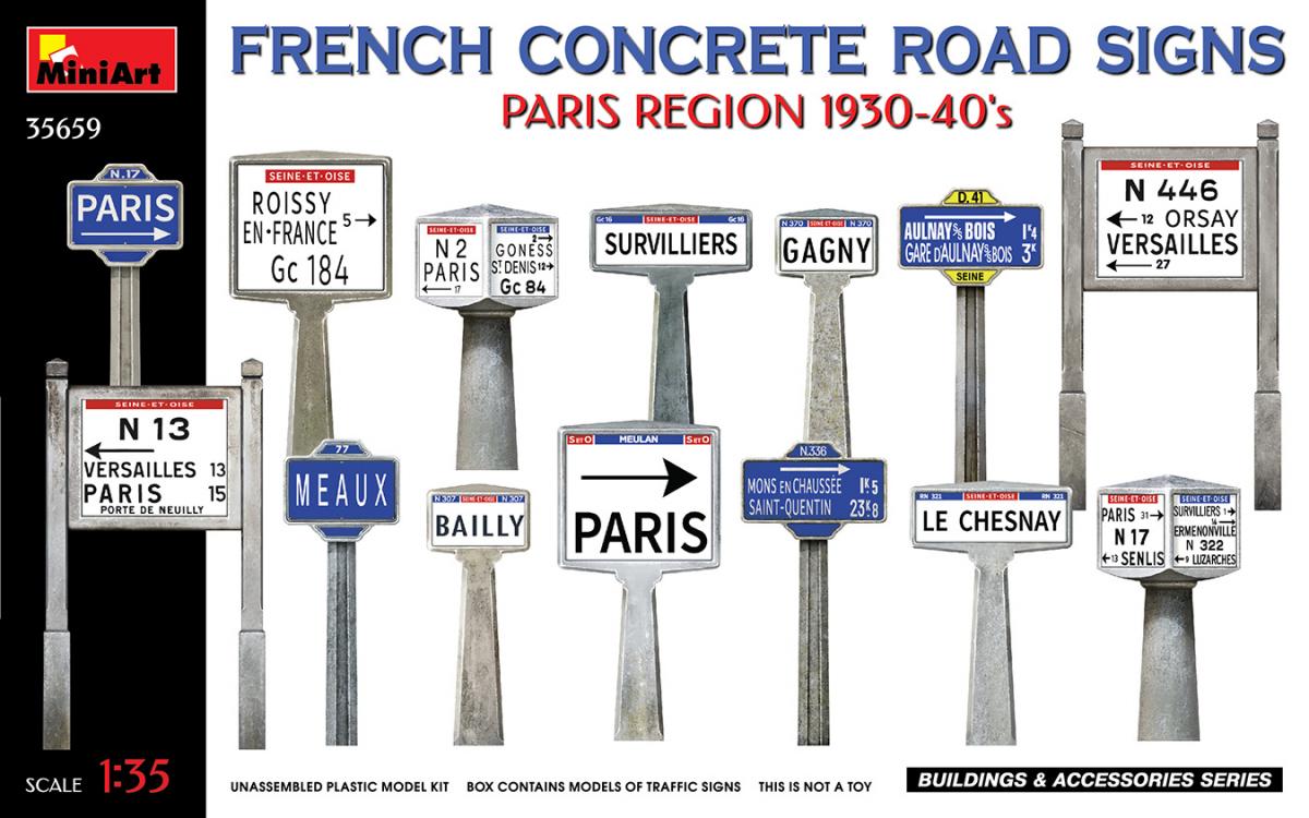 French Concrete Road Signs - Paris Region 1930-40´s von Mini Art