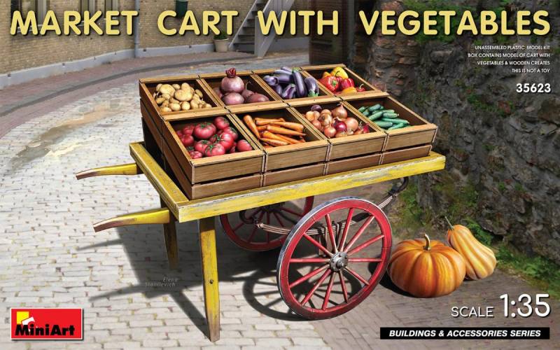Market Cart with Vegetables von Mini Art