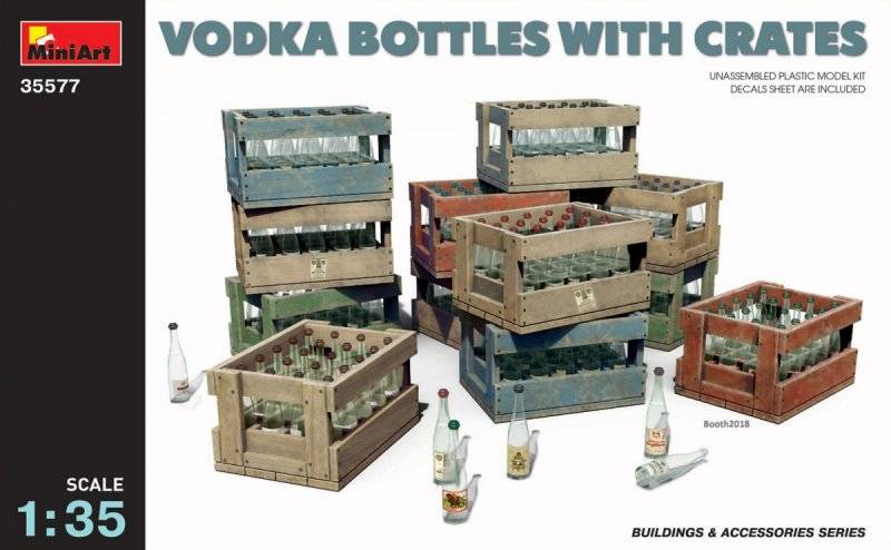 Vodka Bottles with Crates von Mini Art