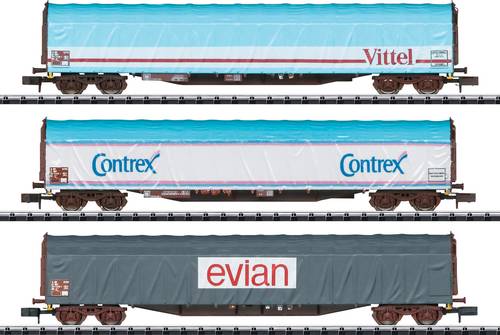 MiniTrix T15375 N 3er-Set Schiebeplanenwagen  Mineralwassertransport von MiniTrix