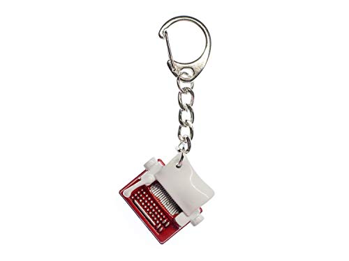 Miniblings Schreibmaschine Schlüsselanhänger Maschine rot weiß - Handmade Modeschmuck I I Anhänger Schlüsselring Schlüsselband Keyring von Miniblings