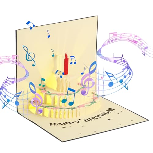 Geburtstagskarte 3D Pop Up mit Licht und Musik Grußkarten Geburtstag Kuchen Geburtstagskarten Happy Birthday Karte Geburtstag 3D Geburtstag Pop Up Karte für Familie Liebhaber Schwester Freunde von Minicloss