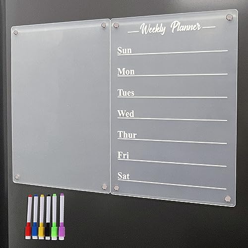 Magnetische Wochenplane Acrylplatte 2Pcs, Abwischbare Kalender Menüplaner 21 * 30cm, Stundenplan Wöchentlicher Essensplaner, Whiteboard mit Trocken Abwischbaren Markern, Adsorption an Kühlschränken Magnetische Wochenplane Acrylplatte 2Pcs, Abwischbare Kalender Menüplaner 21 * 30cm, Stundenplan Wöchentlicher Essensplaner, Whiteboard mit Trocken Abwischbaren Markern, Adsorption an Kühlschränken von Minicloss